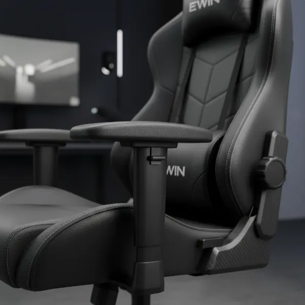 Close-up of EWin Champion Series chair highlighting key adjustable features